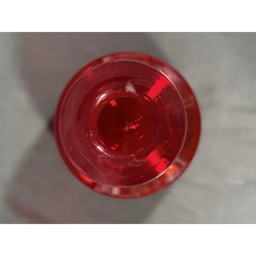 Rainbow-Viking Glass Co. Ruby Red Hand Blown Decanter No Stopper Vintage 60s MCM
